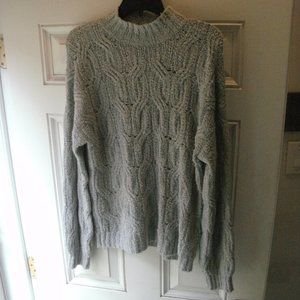 Gypsy Cloud Cozy Soft Cable Knit Open Weave High Collar Long Sleeve Sweater sz M